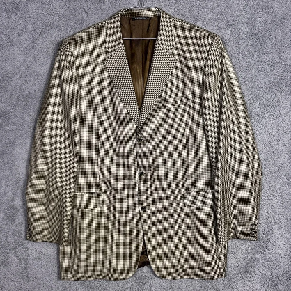 Jack Victor Blazer Men 46XL Wool Silk Cashmere Lanzawood Houndstooth Blazer